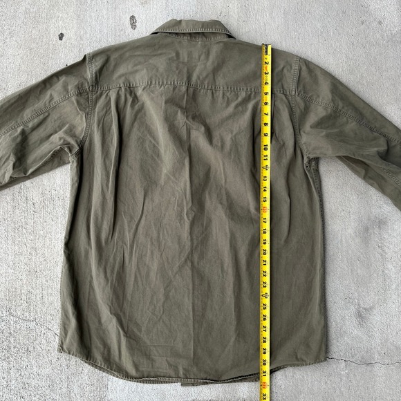 Eddie Bauer Relaxed Fit Mens Button Up Work Utility Shirt Olive Green L Tall - Picture 4 of 6